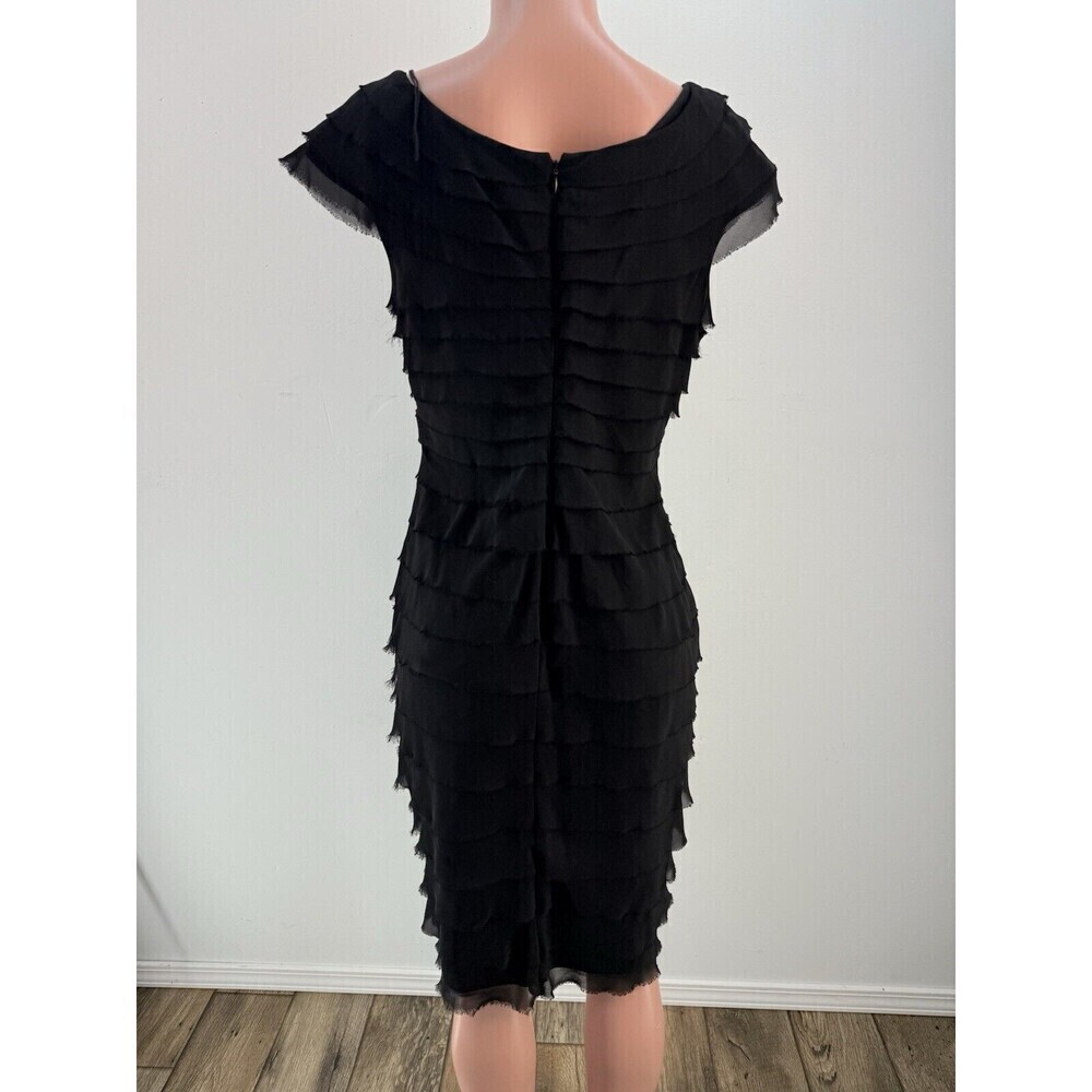 London Times Womens Size 16 Black Ruffle Tiered Raw Hem Cocktail Shift D… - Picture 2 of 15